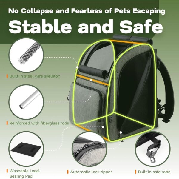 Durable Cat Carrier Backpack for Travel & Hiking – Breathable Mesh, Anti-Anxiety Curtain, Safety Strap & Storage Pockets