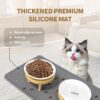 Elevated Ceramic Cat Bowls with Silicone Mat — Raised, Whisker-Friendly & Bamboo Stand Feeding Set