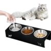 Elevated Triple Stainless Steel Cat Food Bowl — 15° Tilt, Anti-Vomit Design & Non-Slip Stand