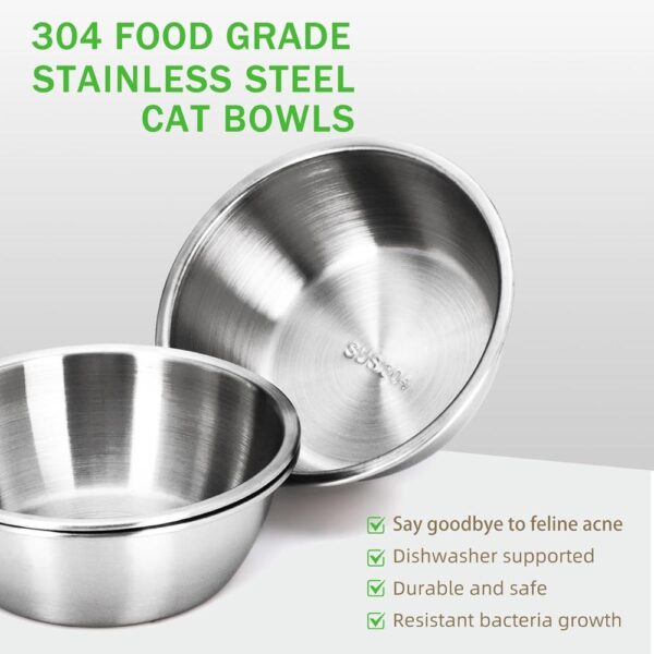 Elevated Triple Stainless Steel Cat Food Bowl — 15° Tilt, Anti-Vomit Design & Non-Slip Stand