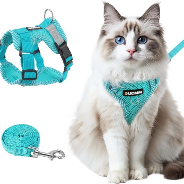 Escape-Proof Cat Harness & Leash Set – Adjustable Breathable Mesh Vest with Reflective Strips for Indoor & Outdoor Cats
