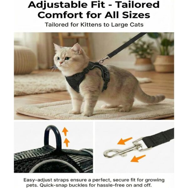 Escape-Proof Cat Harness & Leash Set – Adjustable No-Pull Soft Vest with Breathable Mesh & Reflective Safety Straps
