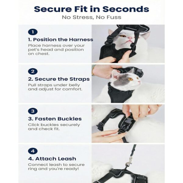 Escape-Proof Cat Harness & Leash Set – Adjustable No-Pull Soft Vest with Breathable Mesh & Reflective Safety Straps