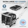 Extra Large Double Cat Carrier with Lockable Wheels – 2-in-1 Convertible Rolling Travel Crate for 2 Cats, 40 lb Capacity, Foldable with Multi-Entry Mesh Windows
