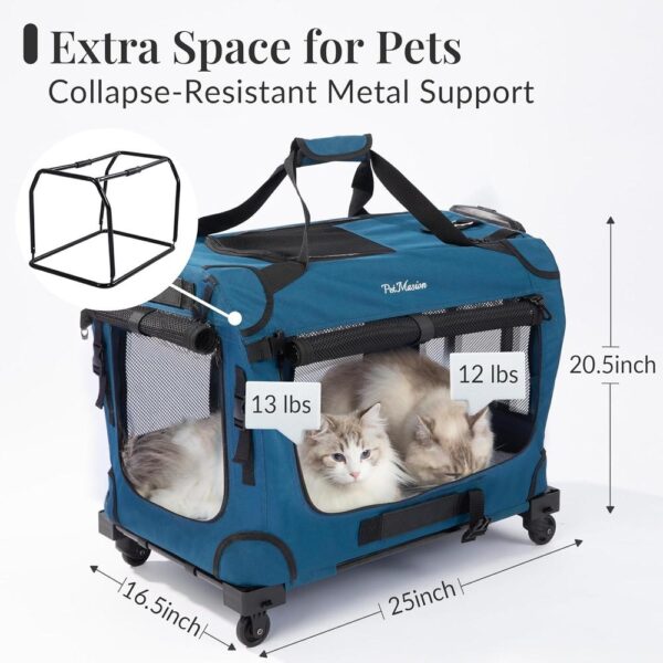 Extra Large Rolling Cat Carrier with Wheels – Soft-Sided XL Pet Travel Bag for Big Cats & Two Cats (Up to 55 lbs), Breathable Mesh & Upgraded 2025 Design
