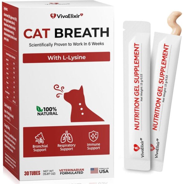 Feline Respiratory Support Sticks-01 Feline Respiratory Support Sticks – Daily Upper Airway Relief for Cat Colds, Congestion & Immune Health (L-Lysine Formula, 12g × 30 Sticks)