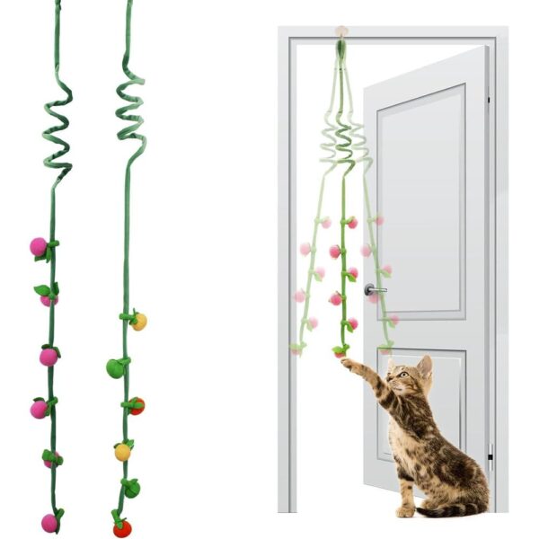 Hanging Cat Kicker Toy – Durable Catnip Plush with Spring & Bell for Window or Door Mount Play