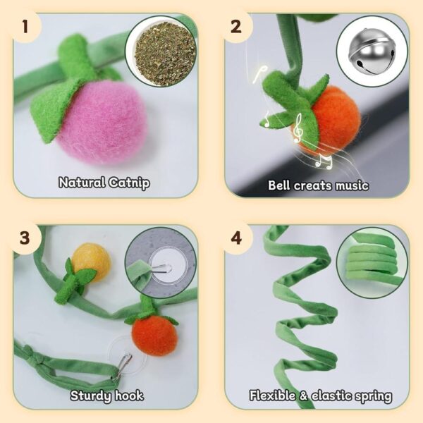 Hanging Cat Kicker Toy – Durable Catnip Plush with Spring & Bell for Window or Door Mount Play