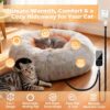 Heated Cat Tunnel Bed Indoor – 31.5’’ Donut Peekaboo Cave with Waterproof Heating Pad, Timer & Temp Control