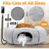 Heated Cat Tunnel Bed Indoor – 31.5’’ Donut Peekaboo Cave with Waterproof Heating Pad, Timer & Temp Control