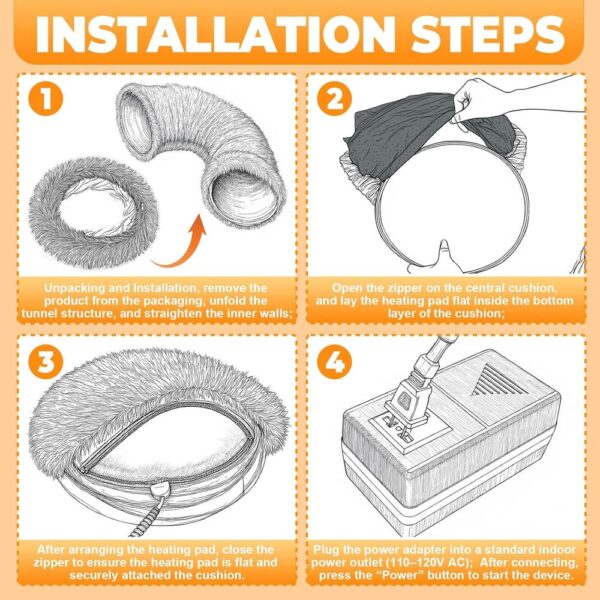 Heated Cat Tunnel Bed Indoor – 31.5’’ Donut Peekaboo Cave with Waterproof Heating Pad, Timer & Temp Control