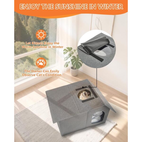 Heated Outdoor Cat House – Insulated Winter Shelter with Adjustable Heating Pad & Timer (21×13.6×15.4 in)