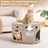 Indoor Felt Cat House Hideaway – Cozy Covered Cat Bed with Play Bell & Dual Entrances, Durable Felt Cave for Cats up to 14 lbs