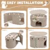 Indoor Felt Cat House Hideaway – Cozy Covered Cat Bed with Play Bell & Dual Entrances, Durable Felt Cave for Cats up to 14 lbs