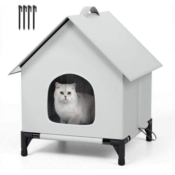 Insulated Weatherproof Outdoor & Indoor Cat House – Self-Warming Winter Shelter with Raised Base & Foldable Design (18×18×24 in)