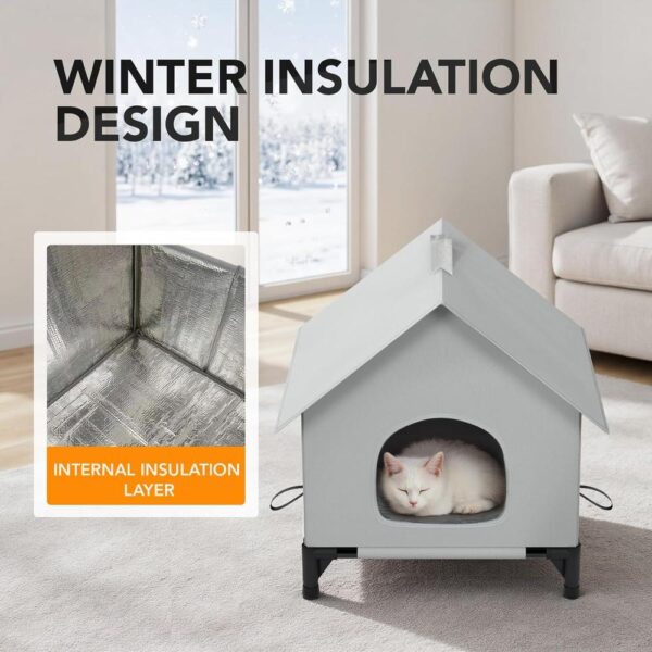 Insulated Weatherproof Outdoor & Indoor Cat House – Self-Warming Winter Shelter with Raised Base & Foldable Design (18×18×24 in)