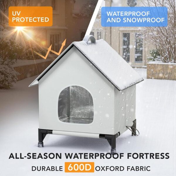 Insulated Weatherproof Outdoor & Indoor Cat House – Self-Warming Winter Shelter with Raised Base & Foldable Design (18×18×24 in)