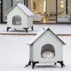 Insulated Weatherproof Outdoor & Indoor Cat House – Self-Warming Winter Shelter with Raised Base & Foldable Design (18×18×24 in)