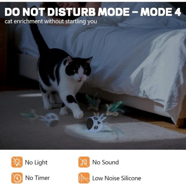 Interactive Motion-Activated Cat Toy – USB Rechargeable Smart Rolling Ball with Feather Tail, Chirping Sounds & LED Lights