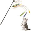 Interactive Rainbow Cat Wand Toy – Durable Tangle-Free Ribbon Teaser with Bell for Indoor Cat Exercise & Enrichment