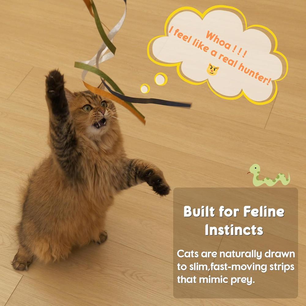Interactive Rainbow Ribbon Cat Wand Toy