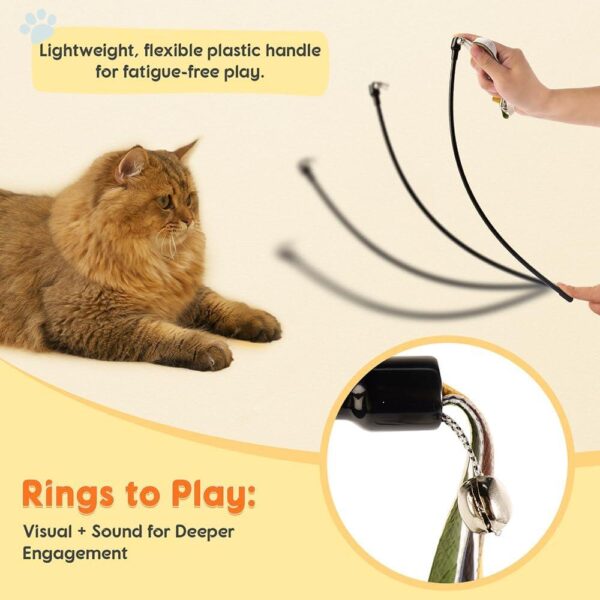 Interactive Rainbow Cat Wand Toy – Durable Tangle-Free Ribbon Teaser with Bell for Indoor Cat Exercise & Enrichment