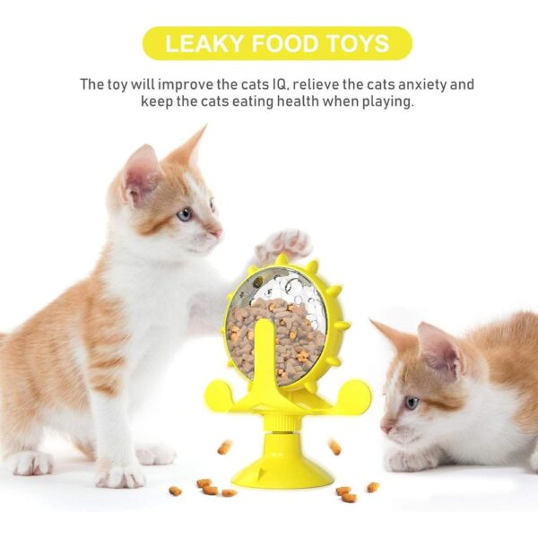 Interactive Rotating Windmill Cat Treat Dispenser – Slow Feeder Puzzle Toy with Suction Cup for Smart, Healthy Play