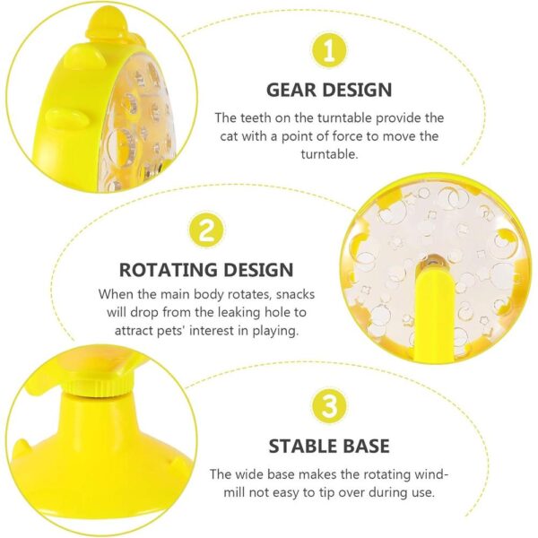 Interactive Rotating Windmill Cat Treat Dispenser – Slow Feeder Puzzle Toy with Suction Cup for Smart, Healthy Play