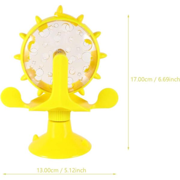 Interactive Rotating Windmill Cat Treat Dispenser – Slow Feeder Puzzle Toy with Suction Cup for Smart, Healthy Play