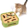 Interactive Wooden Cat Puzzle Box – Enrichment Maze Toy with Scratch Pads, Jingle Balls & Wand Attachments for Indoor Mental Stimulation