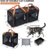 Large 2-in-1 Cat Carrier with Litter Box & Travel Bowls – Hard-Sided Double Carrier for 2 Cats, Locking Zippers, Ventilated Design for Long Trips & Outdoor Adventures
