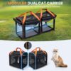 Large 2-in-1 Cat Carrier with Litter Box & Travel Bowls – Hard-Sided Double Carrier for 2 Cats, Locking Zippers, Ventilated Design for Long Trips & Outdoor Adventures