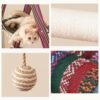 Modern Boho Style 3-Tier Wooden Cat Tree Tower with Multi-Level Hammocks, Ladder Climber & Scratching Post