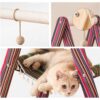Modern Boho Style 3-Tier Wooden Cat Tree Tower with Multi-Level Hammocks, Ladder Climber & Scratching Post