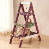 Modern Boho Style 3-Tier Wooden Cat Tree Tower with Multi-Level Hammocks, Ladder Climber & Scratching Post