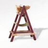 Modern Boho Style 3-Tier Wooden Cat Tree Tower with Multi-Level Hammocks, Ladder Climber & Scratching Post
