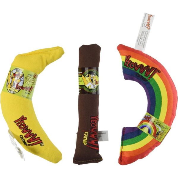 Organic Catnip Toy Trio – Banana, Cigar & Rainbow | 100% Catnip-Filled, Made in USA