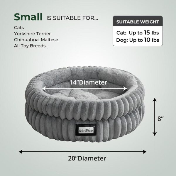 Plush Donut Cat Bed with Raised Rim, Soft Faux Fur & Anti-Slip Bottom