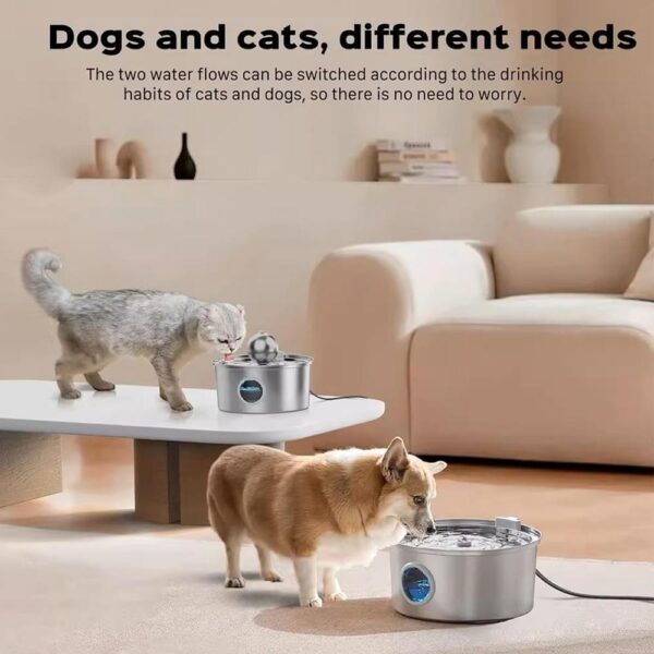 PureFlow 108oz Stainless Steel Spherical Cat Fountain — Hygienic, Quiet & High-Capacity