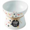 Raised Ceramic Cat Bowl — Sakura Floral Design, Whisker-Friendly Elevated Dish (Large, 2-Cup Capacity)