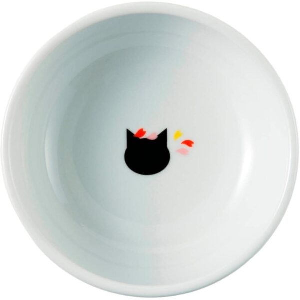 Raised Ceramic Cat Bowl — Sakura Floral Design, Whisker-Friendly Elevated Dish (Large, 2-Cup Capacity)