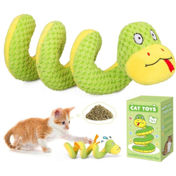 Realistic Snake Cat Toy – 14" Catnip & Silvervine Plush with Crinkle Sound for Active Indoor Cats