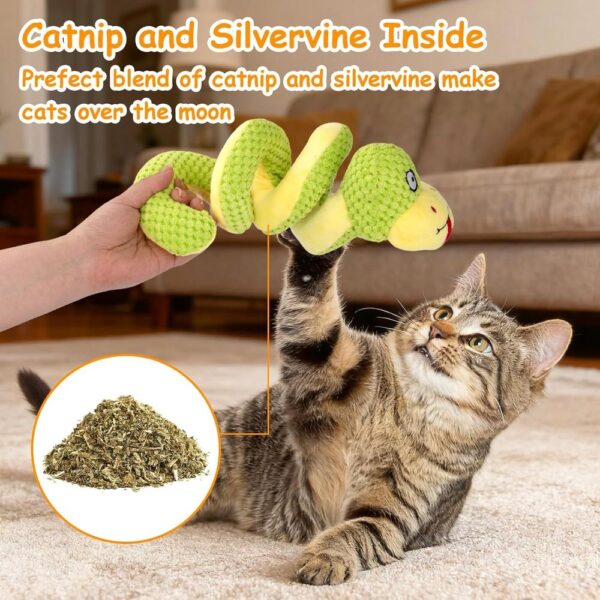 Realistic Snake Cat Toy – 14" Catnip & Silvervine Plush with Crinkle Sound for Active Indoor Cats