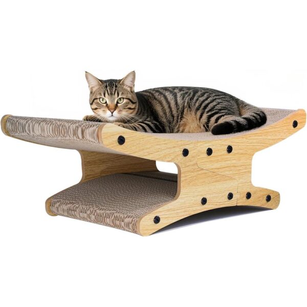 Reversible Cat Scratcher Bed — Large Lounge, Double-Sided Board & Curved Furniture Protector
