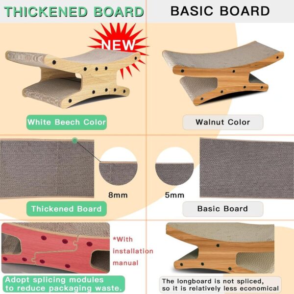 Reversible Cat Scratcher Bed — Large Lounge, Double-Sided Board & Curved Furniture Protector