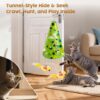 2-in-1 Interactive Hide-and-Seek Cat Toy – Automatic Moving Undercover Teaser with Chirping Sounds, Feather & Mouse Attachments, USB Rechargeable