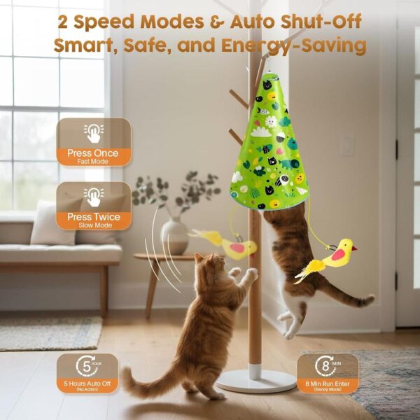 2-in-1 Interactive Hide-and-Seek Cat Toy – Automatic Moving Undercover Teaser with Chirping Sounds, Feather & Mouse Attachments, USB Rechargeable