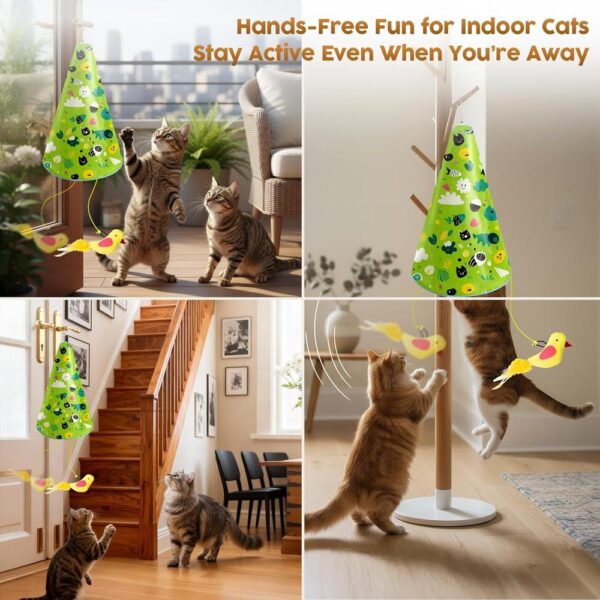 2-in-1 Interactive Hide-and-Seek Cat Toy – Automatic Moving Undercover Teaser with Chirping Sounds, Feather & Mouse Attachments, USB Rechargeable