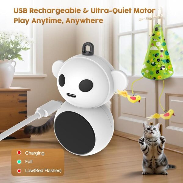 2-in-1 Interactive Hide-and-Seek Cat Toy – Automatic Moving Undercover Teaser with Chirping Sounds, Feather & Mouse Attachments, USB Rechargeable