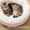 Round Plush Donut Cat Bed with Raised Rim, Extra Filling & Anti-Slip Bottom